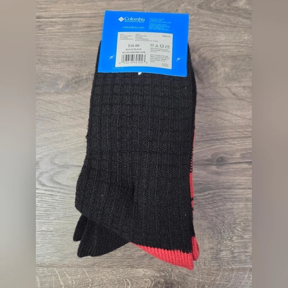 Columbia Women's Red & Black Plaid Thermal Socks 2pk NEW
